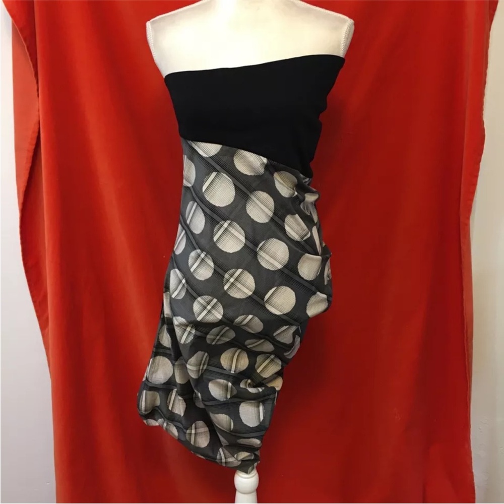 Zero Maria Cornejo strapless asymmetric dress circle print size 6